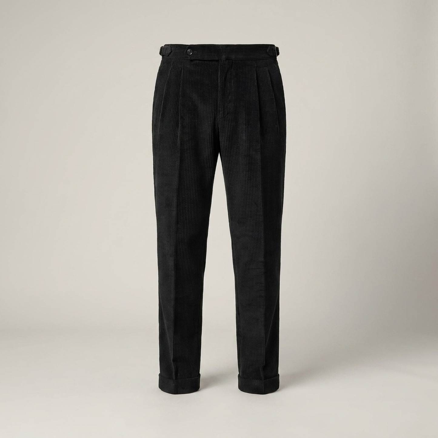 PLUXSTYLE::numise::mens-tailored-pleated-trousers::pack-black