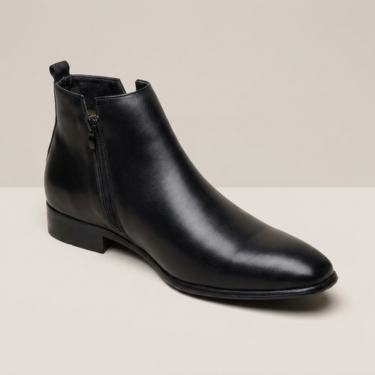 PLUXSTYLE::numise::mens-pointed-toe-chelsea-boots::closeup-hero