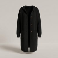 PLUXSTYLE::numise::longline-hooded-cardigan::pack-black