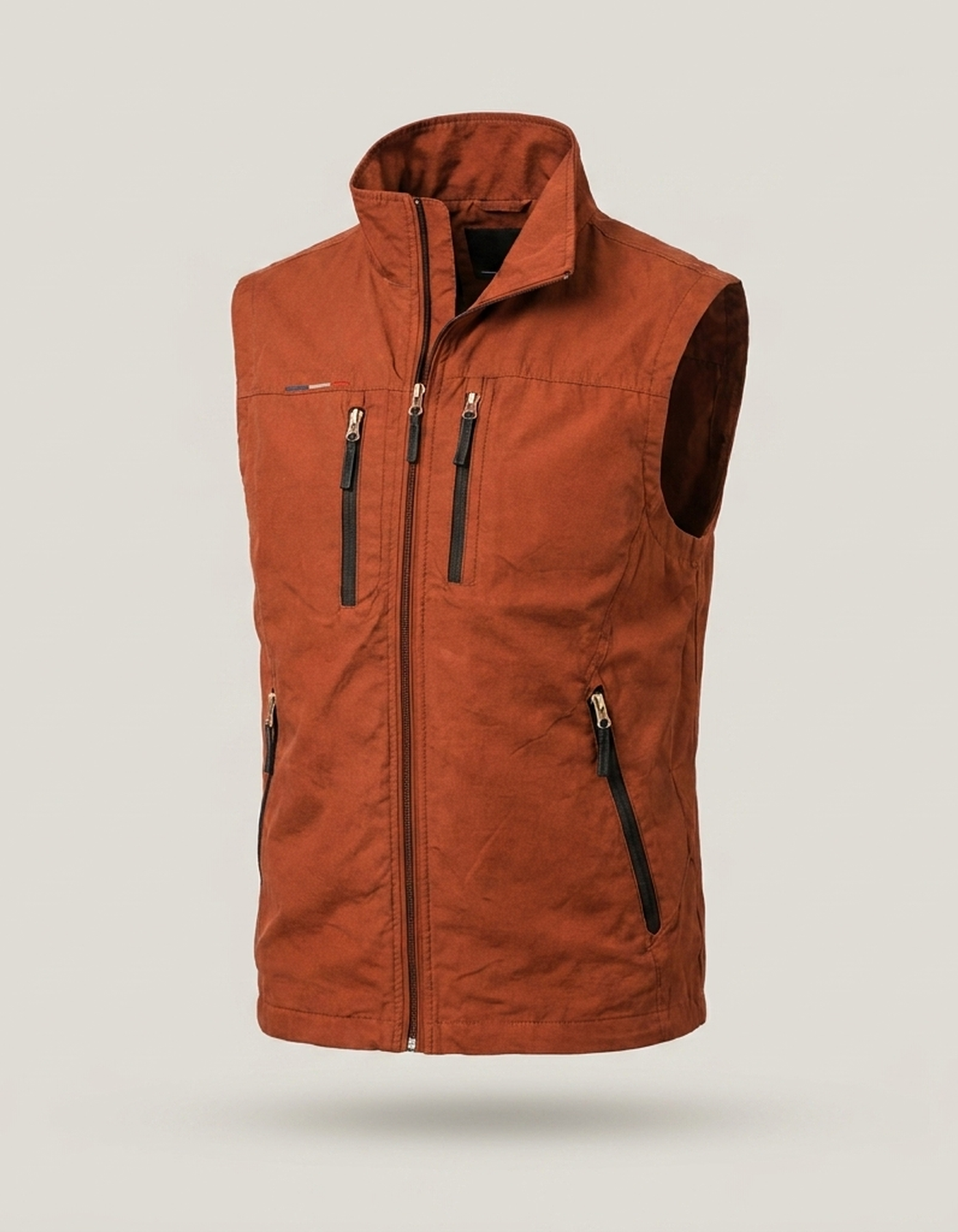 PLUXSTYLE::numise::mens-stand-collar-utility-vest::pack-red