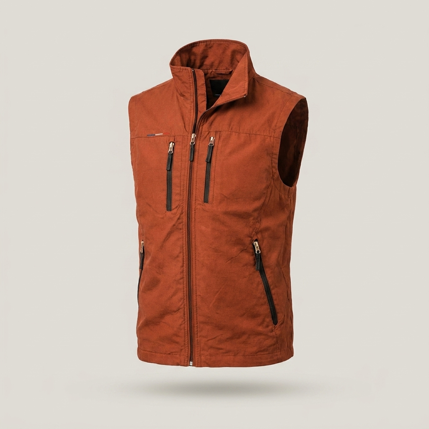 PLUXSTYLE::numise::mens-stand-collar-utility-vest::pack-red