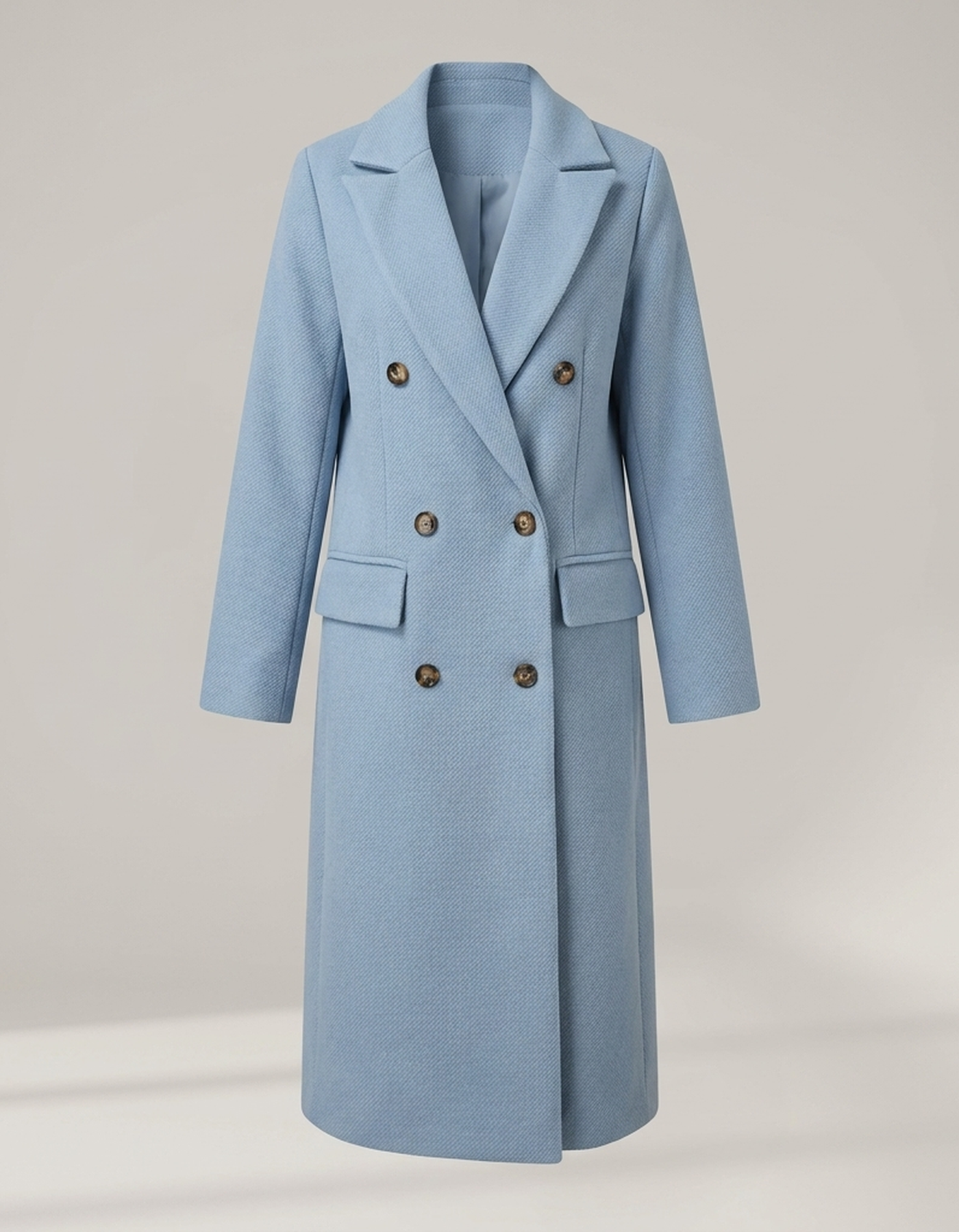 PLUXSTYLE::numise::double-breasted-tailored-parka::pack-sky-blue