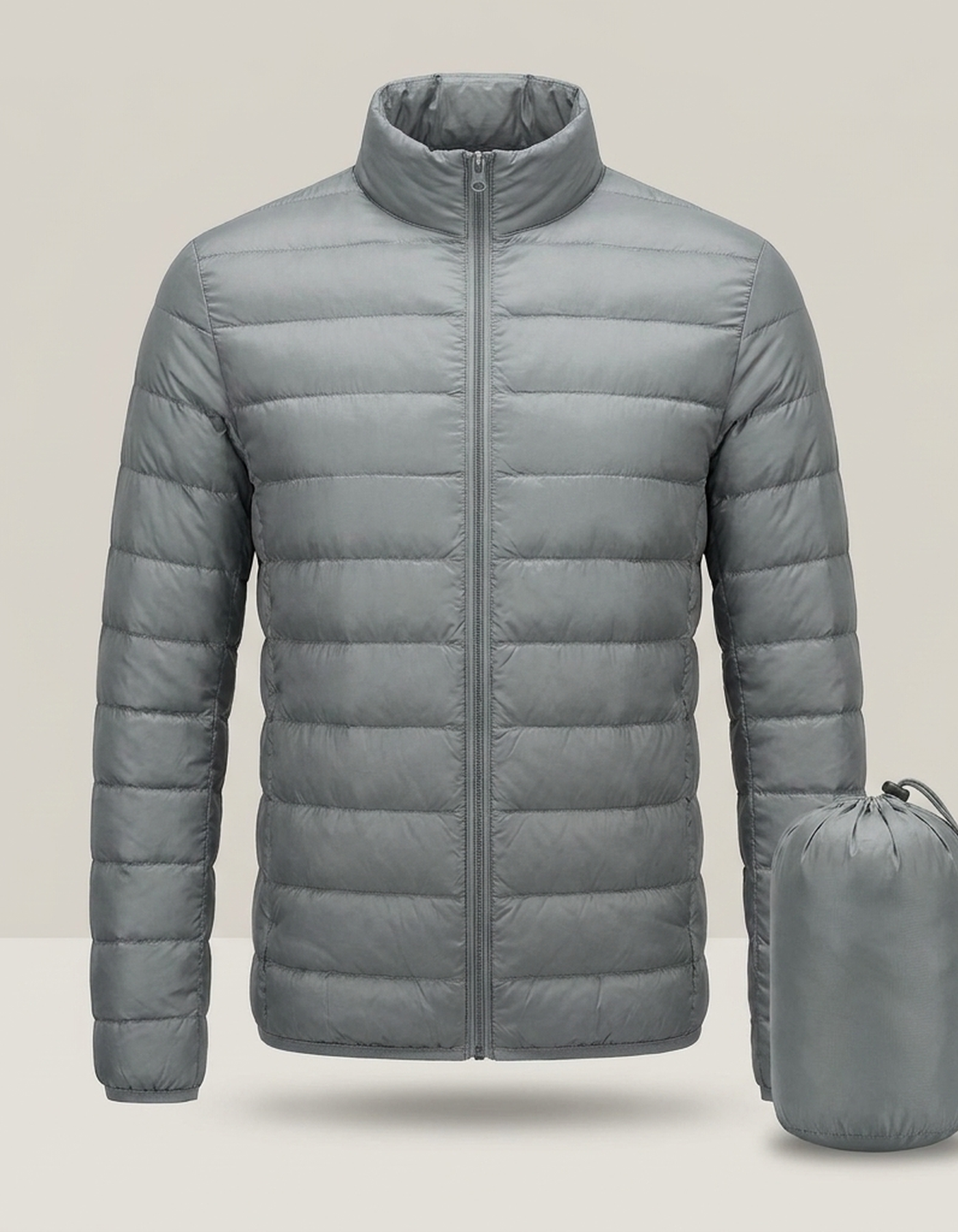 PLUXSTYLE::numise::mens-packable-puffer-parka::pack-grey