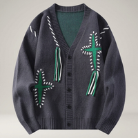 PLUXSTYLE::numise::mens-embroidered-oversized-cardigan::pack-dark-grey