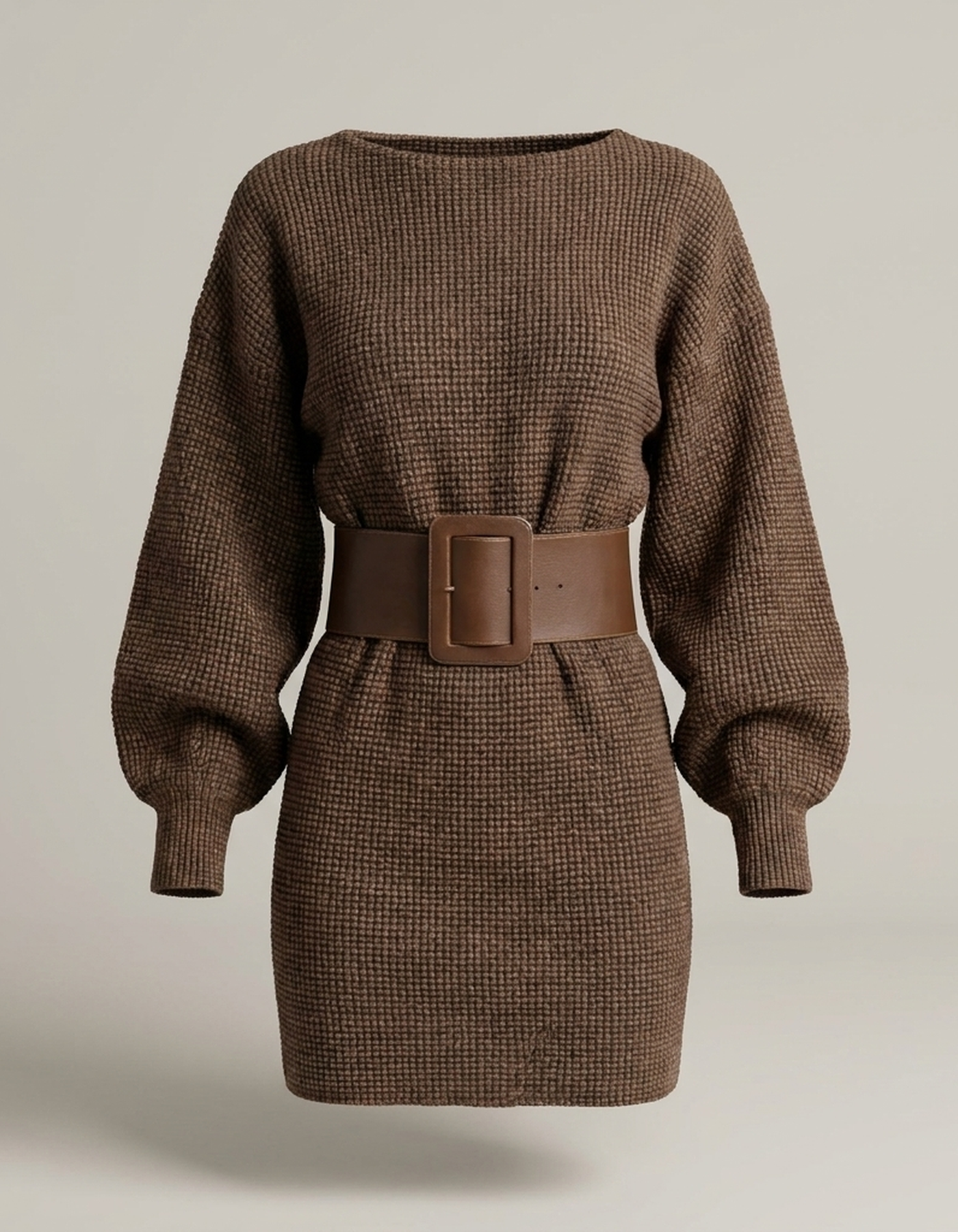 PLUXSTYLE::numise::aderisse-belted-mini-dress::pack-brown