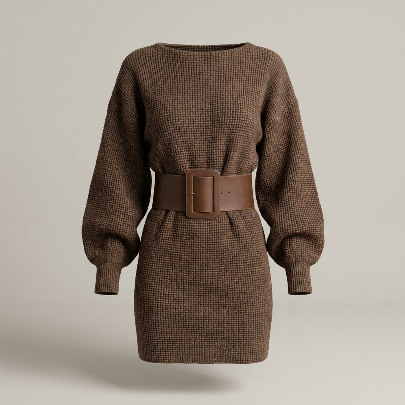 PLUXSTYLE::numise::aderisse-belted-mini-dress::pack-brown
