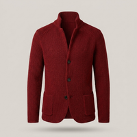 PLUXSTYLE::numise::stand-collar-button-cardigan::pack-dark-red