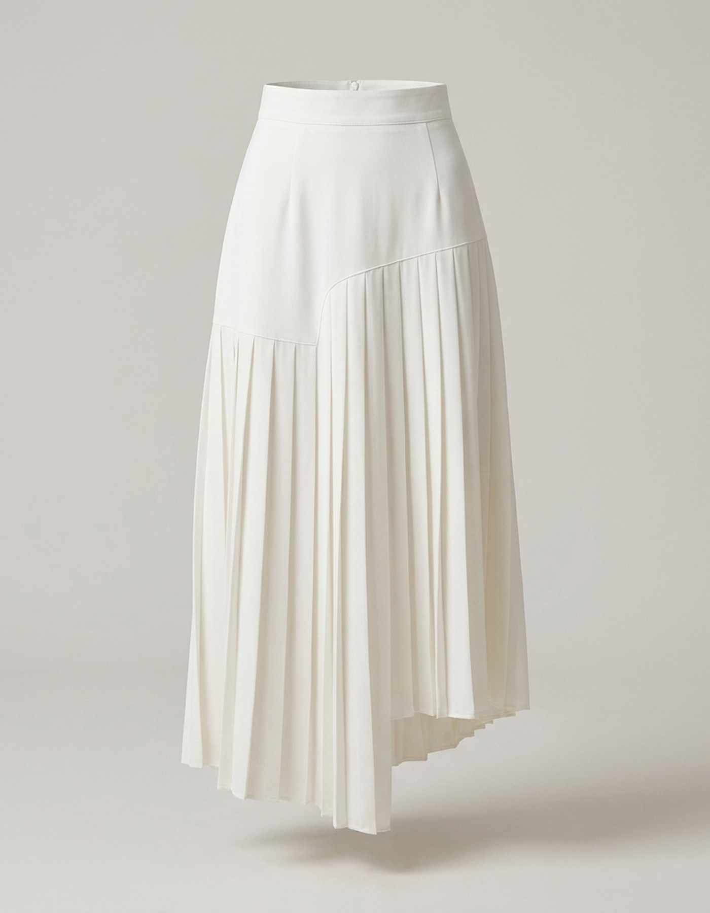 PLUXSTYLE::numise::asymmetric-pleated-midi-skirt::pack-white