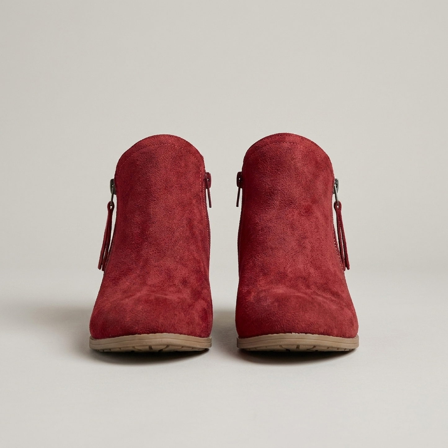 PLUXSTYLE::numise::low-block-heel-ankle-boots::pack-red