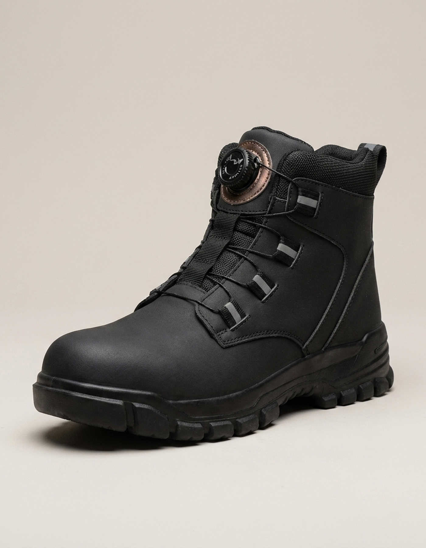 PLUXSTYLE::numise::mens-quick-lock-steel-toe-work-boots::closeup-hero