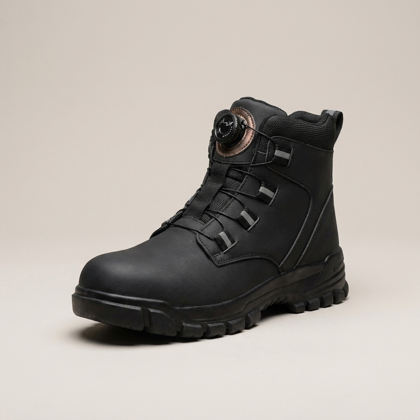 PLUXSTYLE::numise::mens-quick-lock-steel-toe-work-boots::closeup-hero
