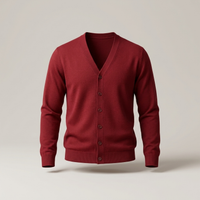 PLUXSTYLE::numise::mens-everyday-v-neck-cardigan::pack-red