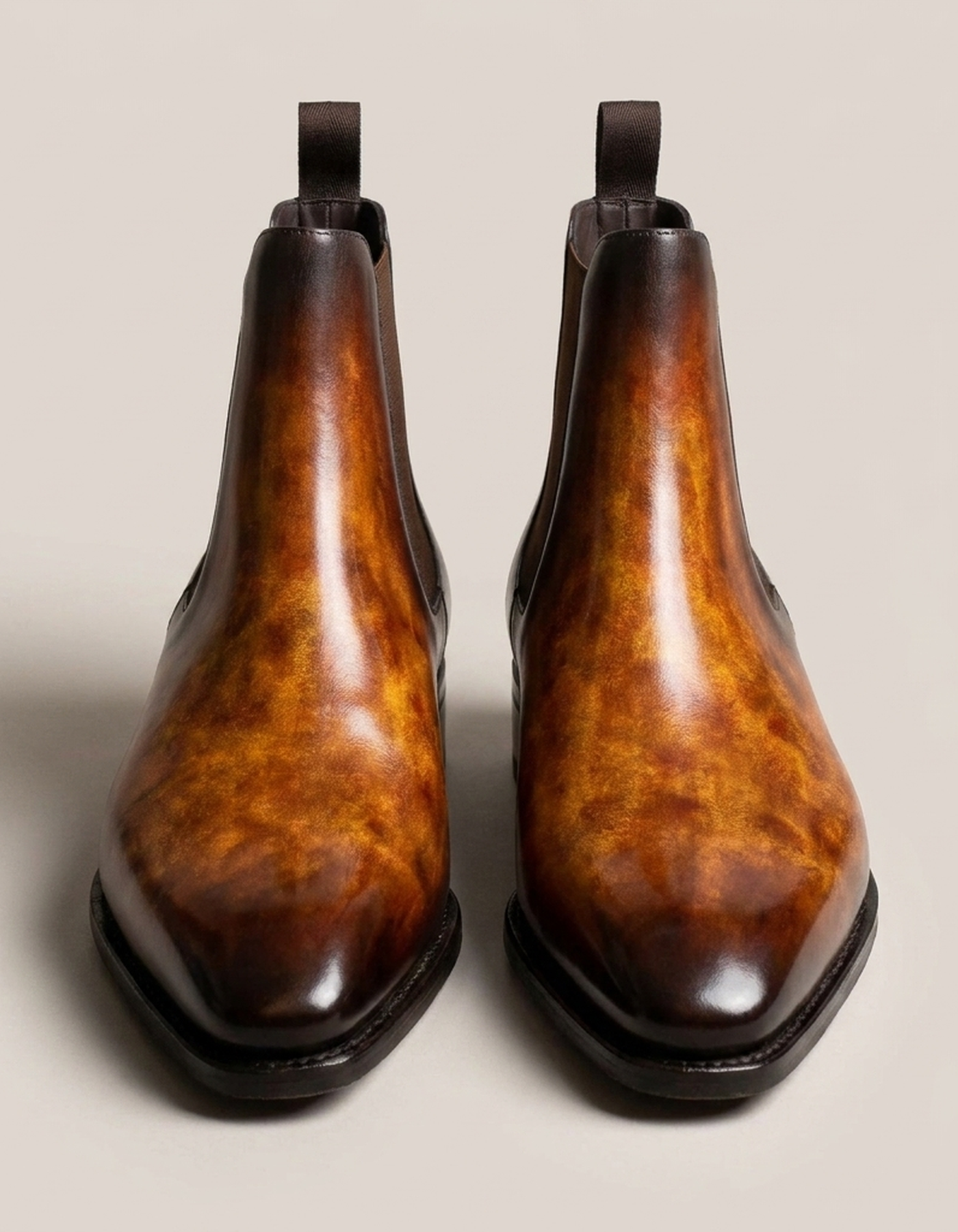 PLUXSTYLE::numise::mens-fire-orange-chelsea-boots::pack-fire-orange
