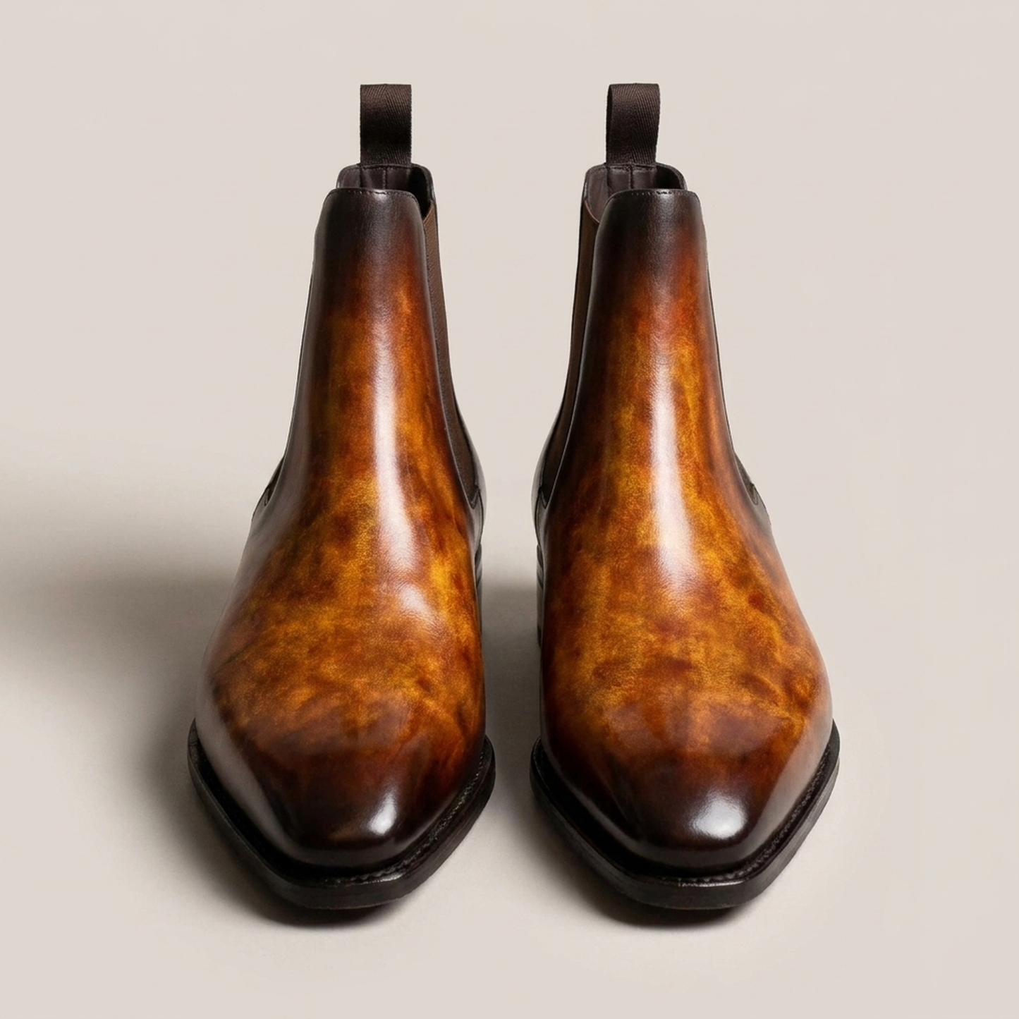 PLUXSTYLE::numise::mens-fire-orange-chelsea-boots::pack-fire-orange