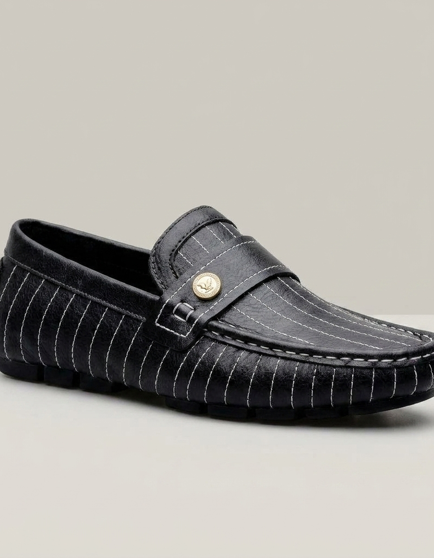 PLUXSTYLE::numise::mens-pinstripe-penny-loafers::closeup-hero