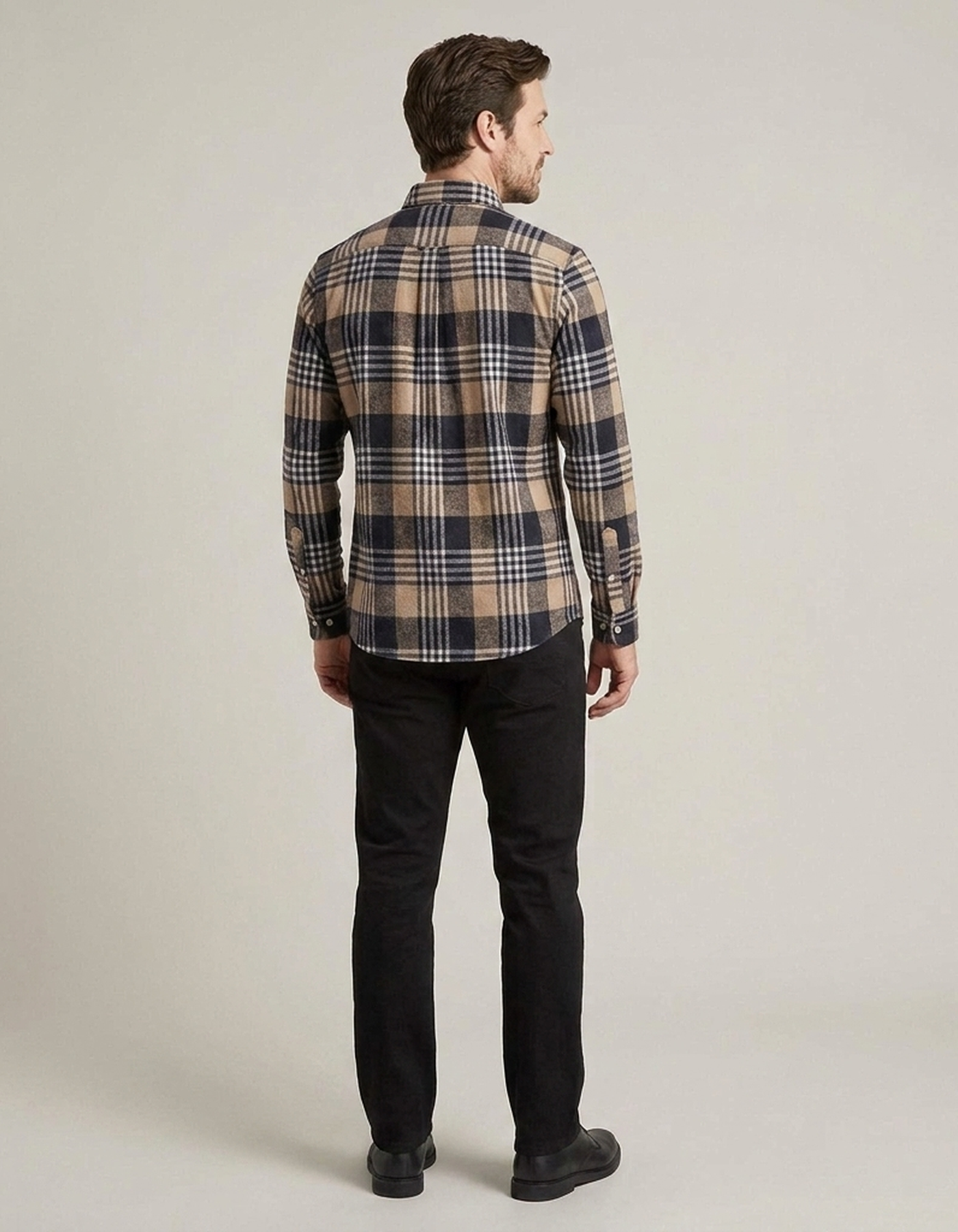 PLUXSTYLE::numise::mens-button-down-plaid-top::back