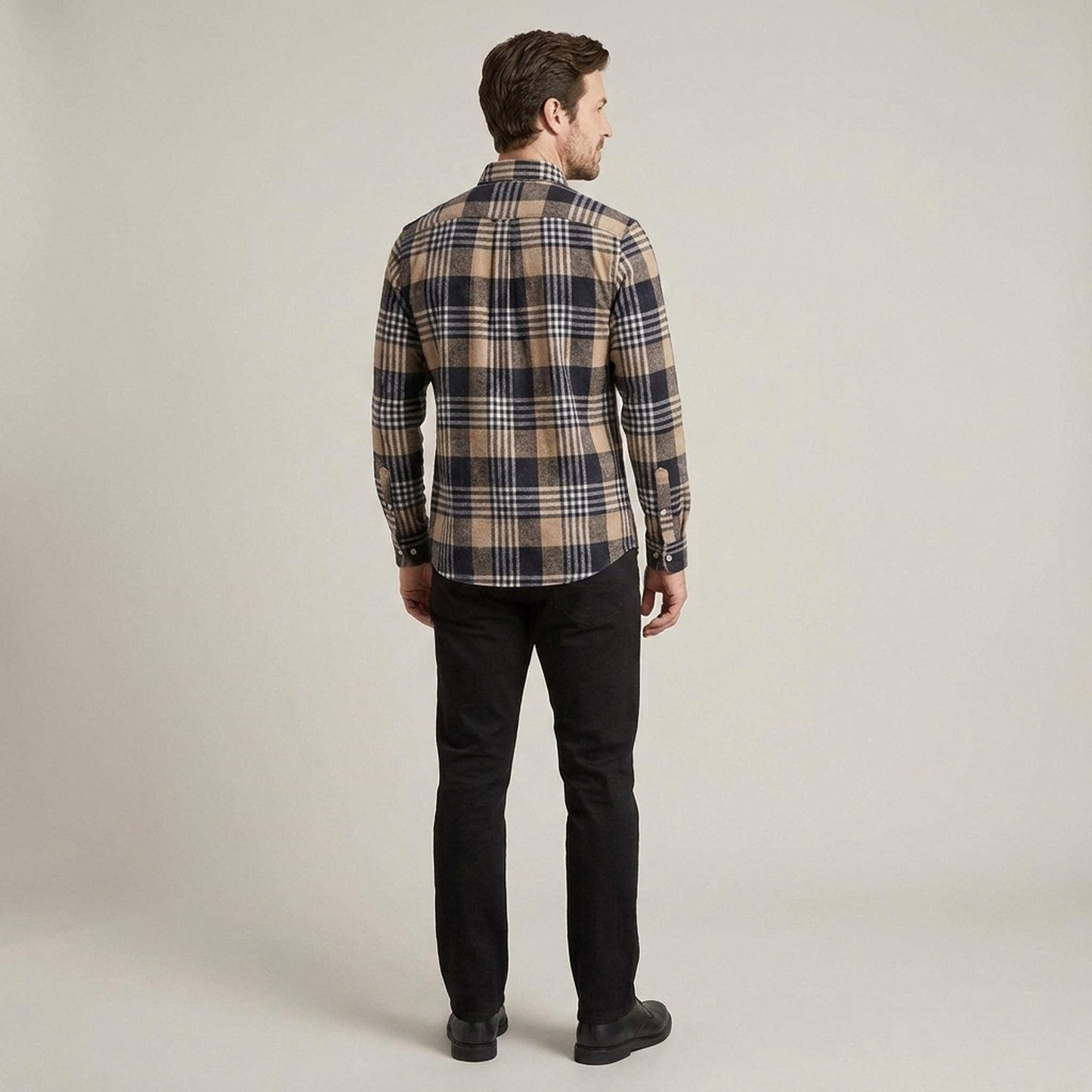 PLUXSTYLE::numise::mens-button-down-plaid-top::back