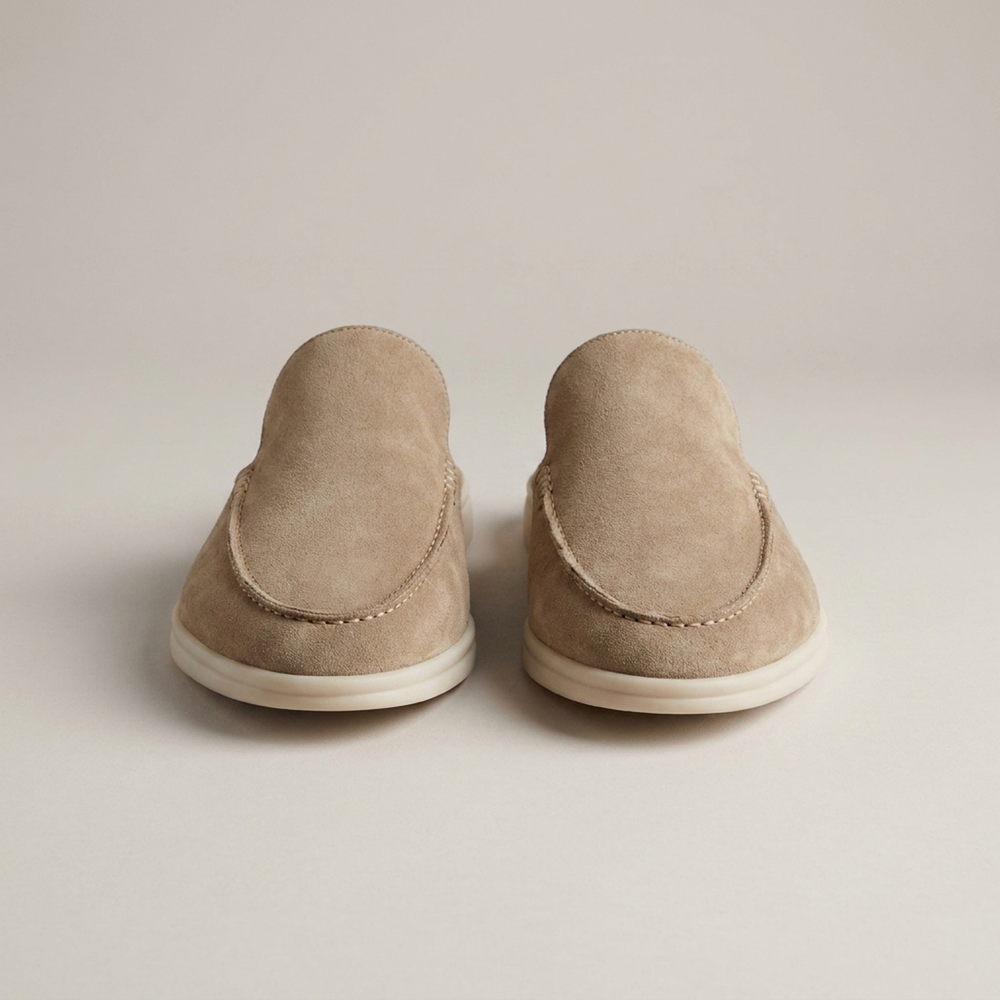PLUXSTYLE::numise::mens-moc-toe-backless-loafers::pack-beige