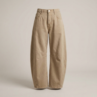 PLUXSTYLE::numise::amelia-high-waist-barrel-leg-jeans::pack-beige