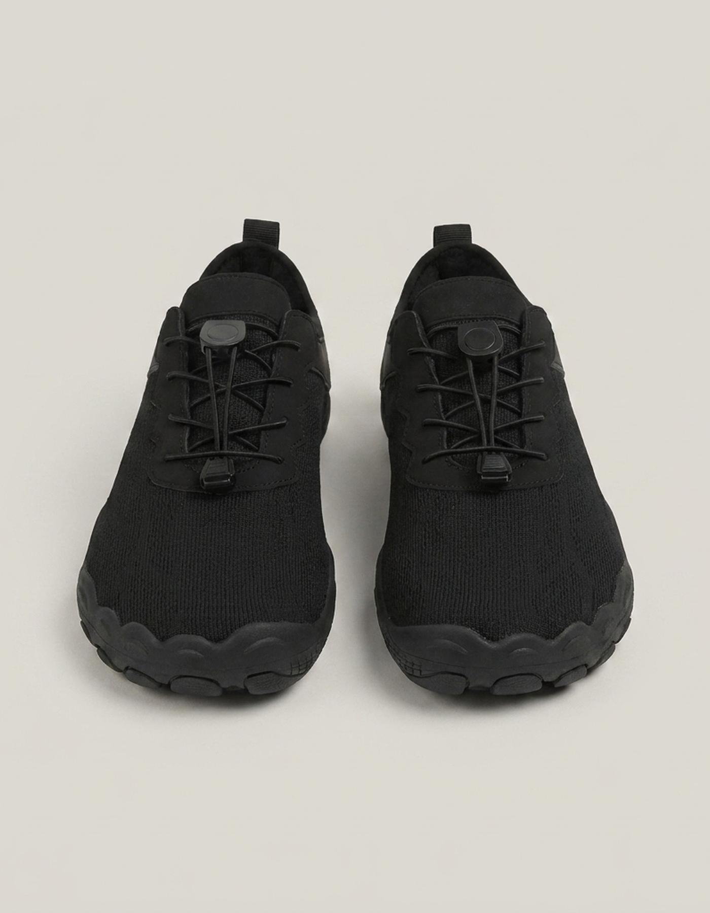PLUXSTYLE::numise::mens-toggle-lace-barefoot-sneakers::pack-black