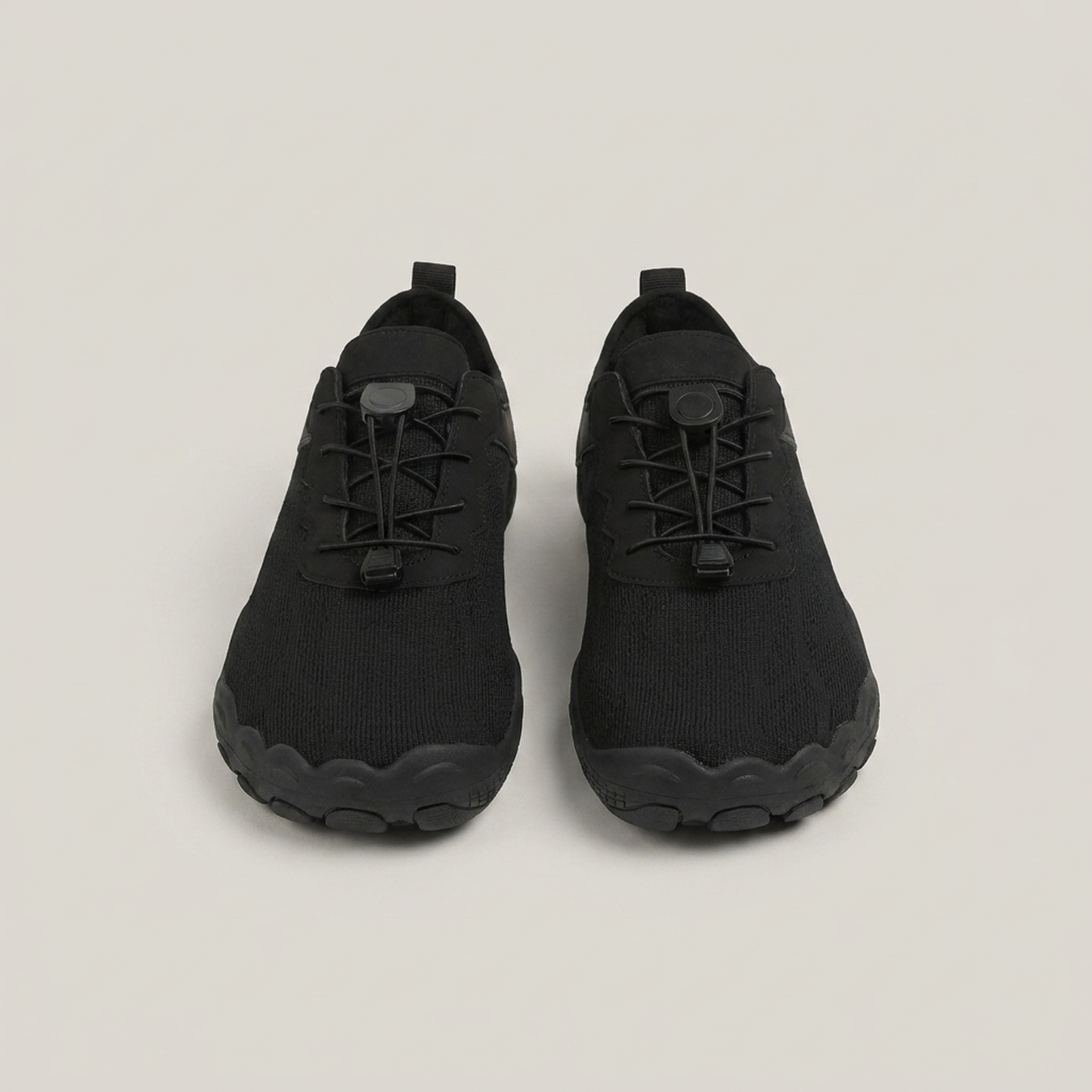 PLUXSTYLE::numise::mens-toggle-lace-barefoot-sneakers::pack-black