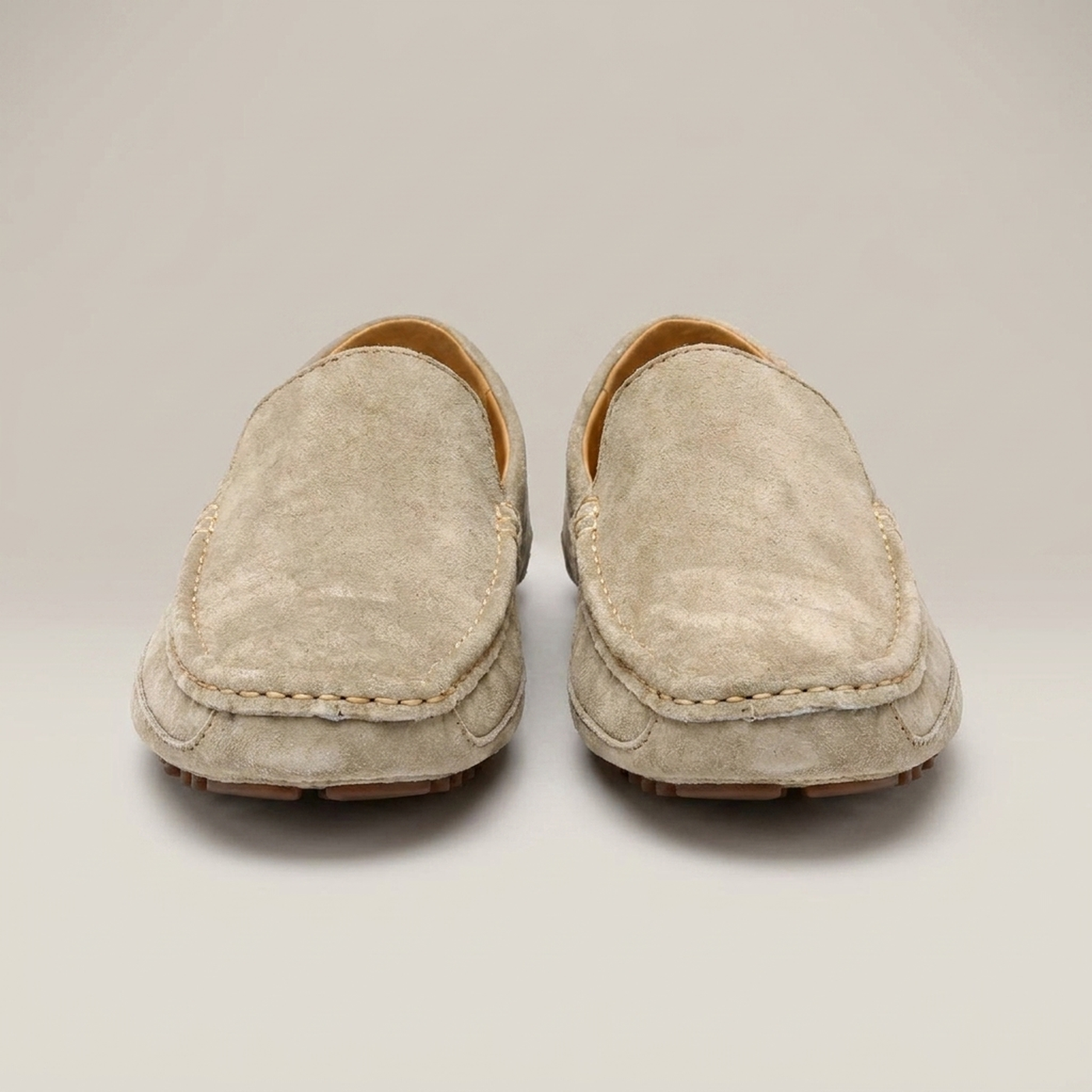 PLUXSTYLE::numise::mens-contrast-stitch-comfort-loafers::pack-beige