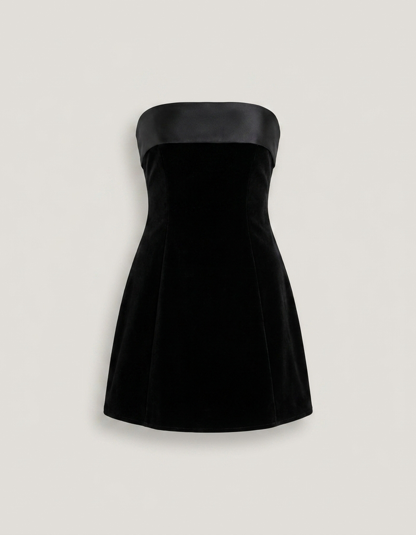 PLUXSTYLE::numise::strapless-a-line-mini-dress::pack-black