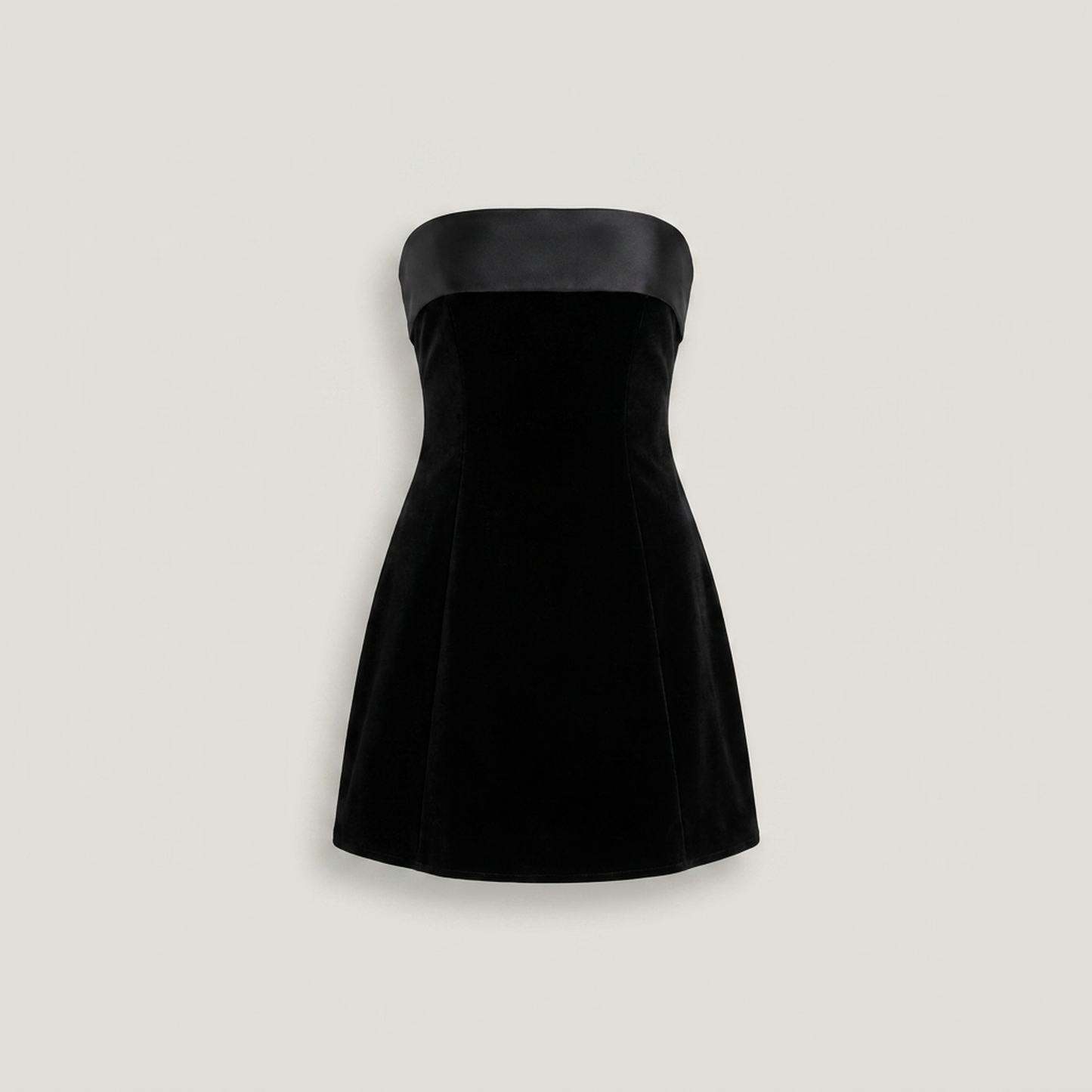 PLUXSTYLE::numise::strapless-a-line-mini-dress::pack-black