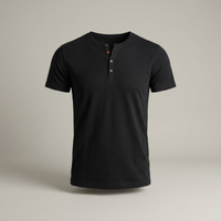 PLUXSTYLE::numise::mens-streamlined-henley-top::pack-black