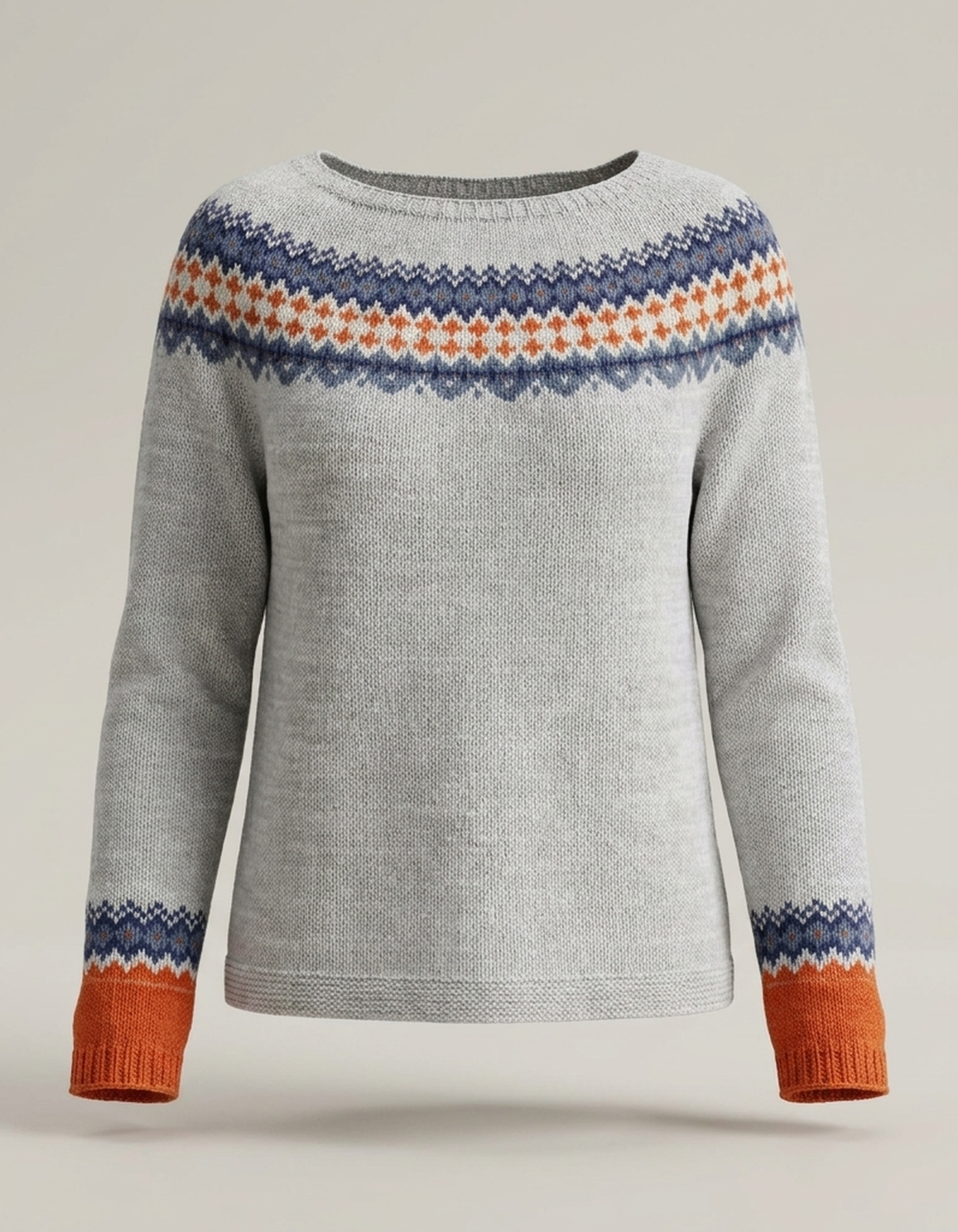 PLUXSTYLE::numise::fair-isle-crewneck-sweater::pack-light-gray