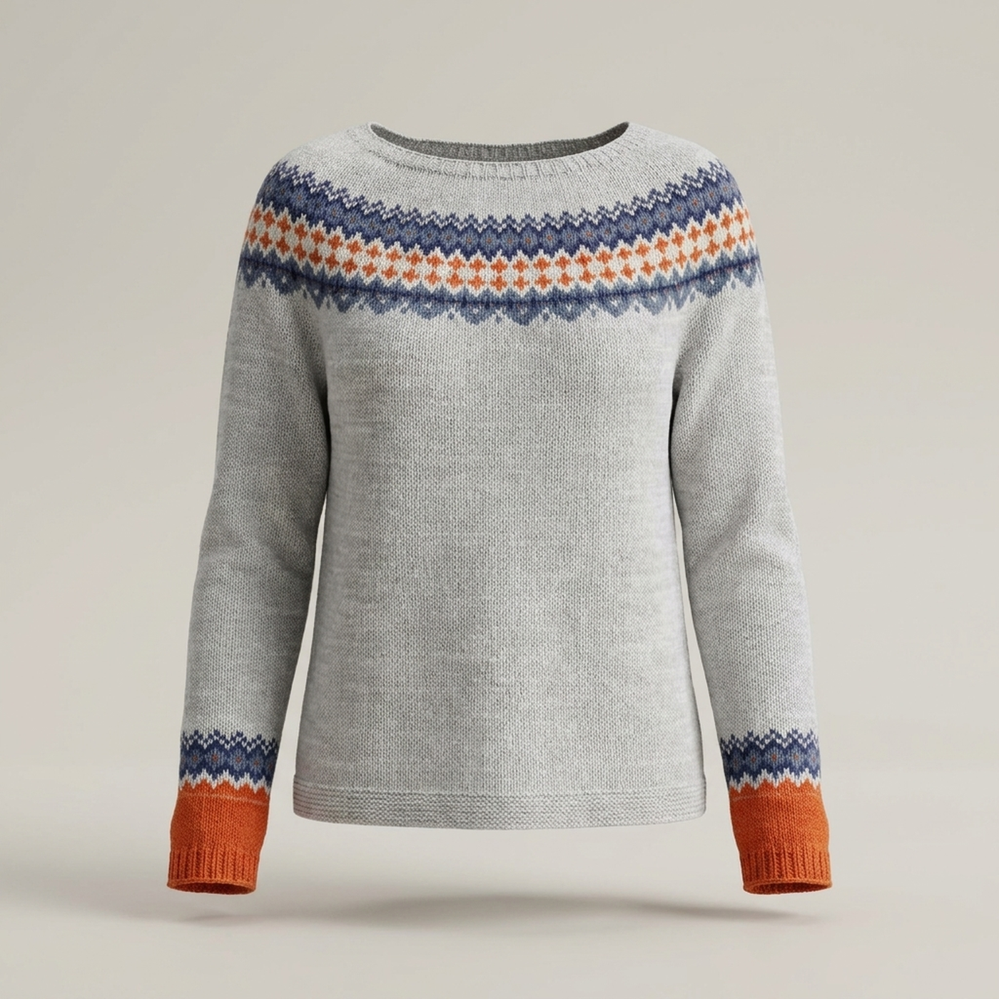 PLUXSTYLE::numise::fair-isle-crewneck-sweater::pack-light-gray