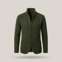 PLUXSTYLE::numise::stand-collar-button-cardigan::pack-dark-green