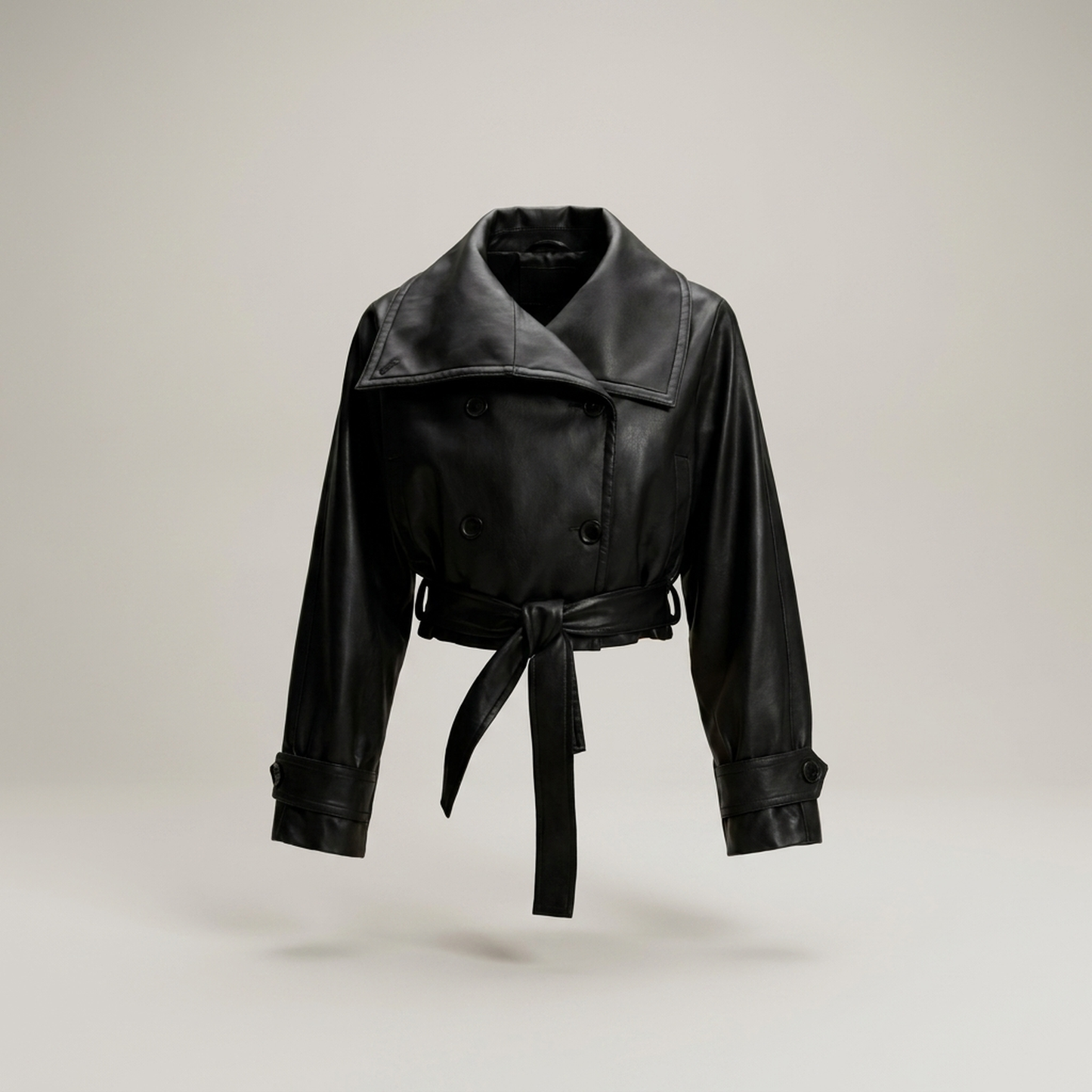 PLUXSTYLE::numise::cropped-trench-parka::pack-black