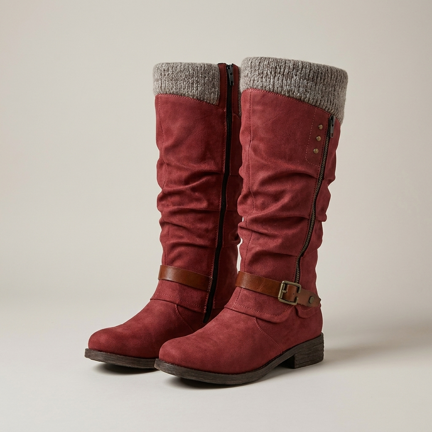 PLUXSTYLE::numise::relaxed-slouch-knee-high-boots::pack-red