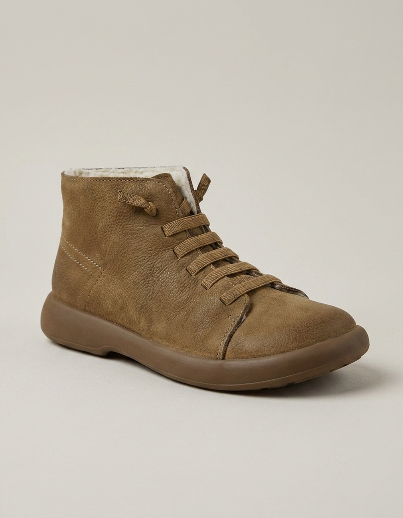 PLUXSTYLE::numise::khaki-pull-on-chelsea-boots::closeup-hero