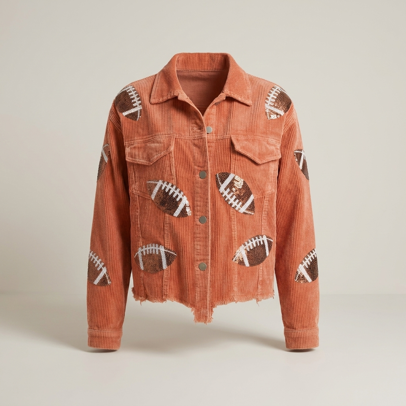 PLUXSTYLE::numise::game-day-sequin-parka::pack-orange