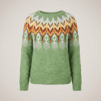 PLUXSTYLE::numise::relaxed-fair-isle-pullover-sweater::pack-light-green