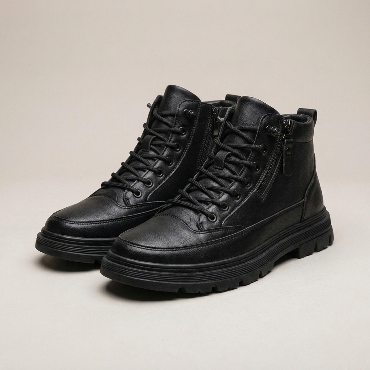 PLUXSTYLE::numise::mens-lace-up-comfort-boots::closeup-detail