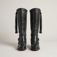 PLUXSTYLE::numise::side-zip-western-knee-high-boots::pack-black
