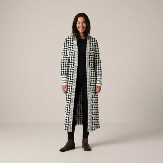 PLUXSTYLE::numise::womens-houndstooth-cardigan::front