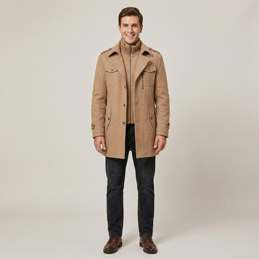 PLUXSTYLE::numise::mens-slim-fit-epaulet-parka::front