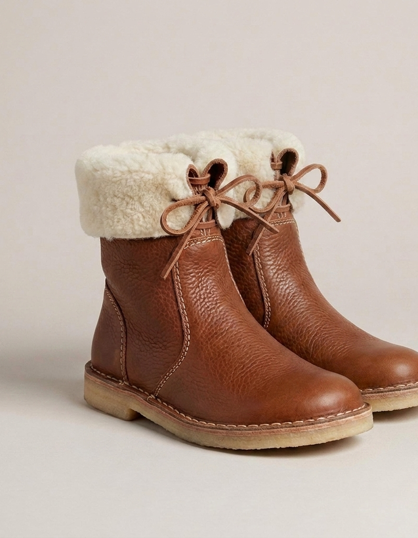 PLUXSTYLE::numise::cozy-lace-up-ankle-boots::closeup-detail