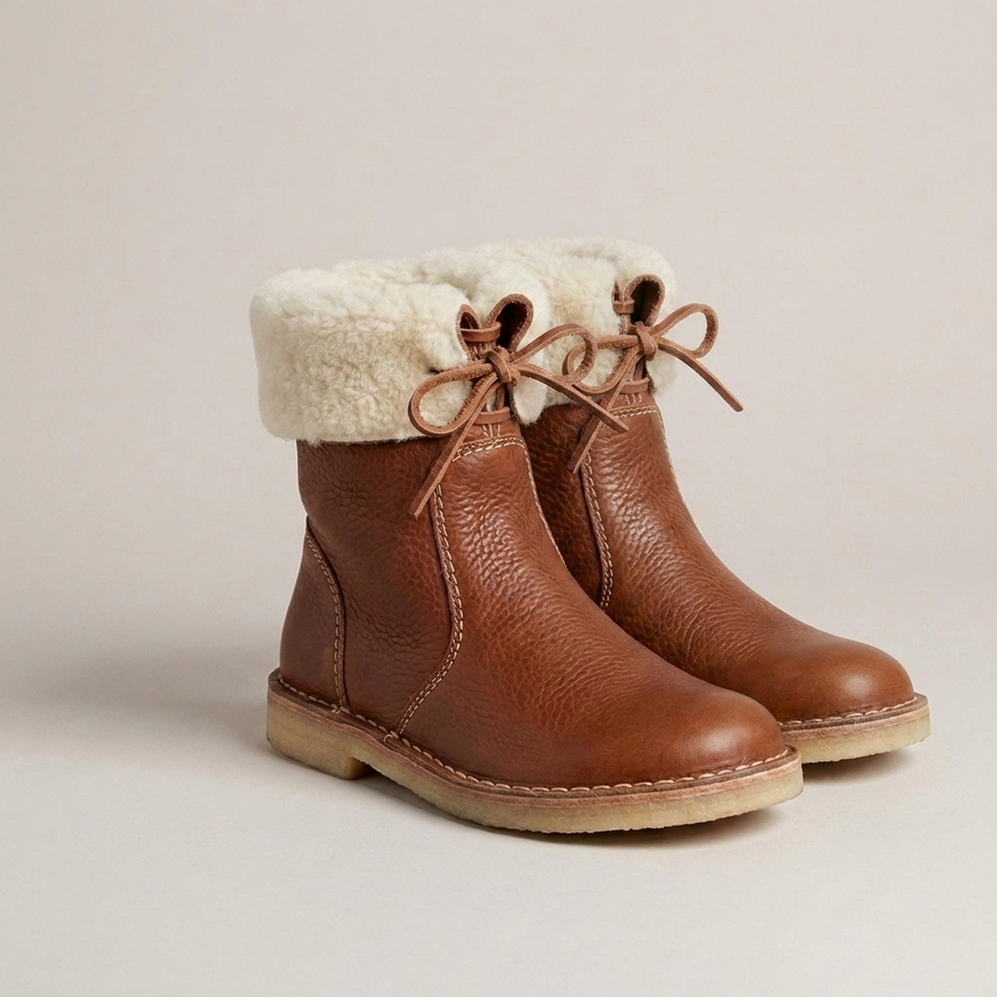 PLUXSTYLE::numise::cozy-lace-up-ankle-boots::closeup-detail
