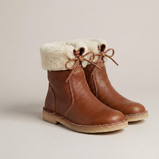 PLUXSTYLE::numise::cozy-lace-up-ankle-boots::closeup-detail