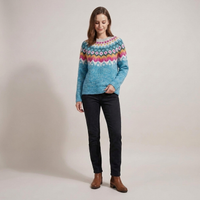 PLUXSTYLE::numise::blue-fair-isle-crew-neck-sweater::front