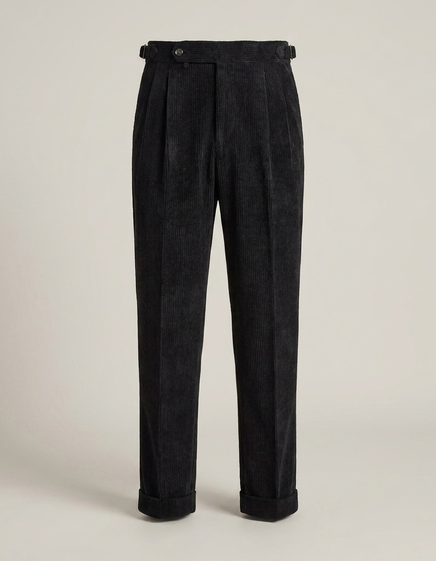 PLUXSTYLE::numise::mens-high-rise-pleated-pants::pack-black