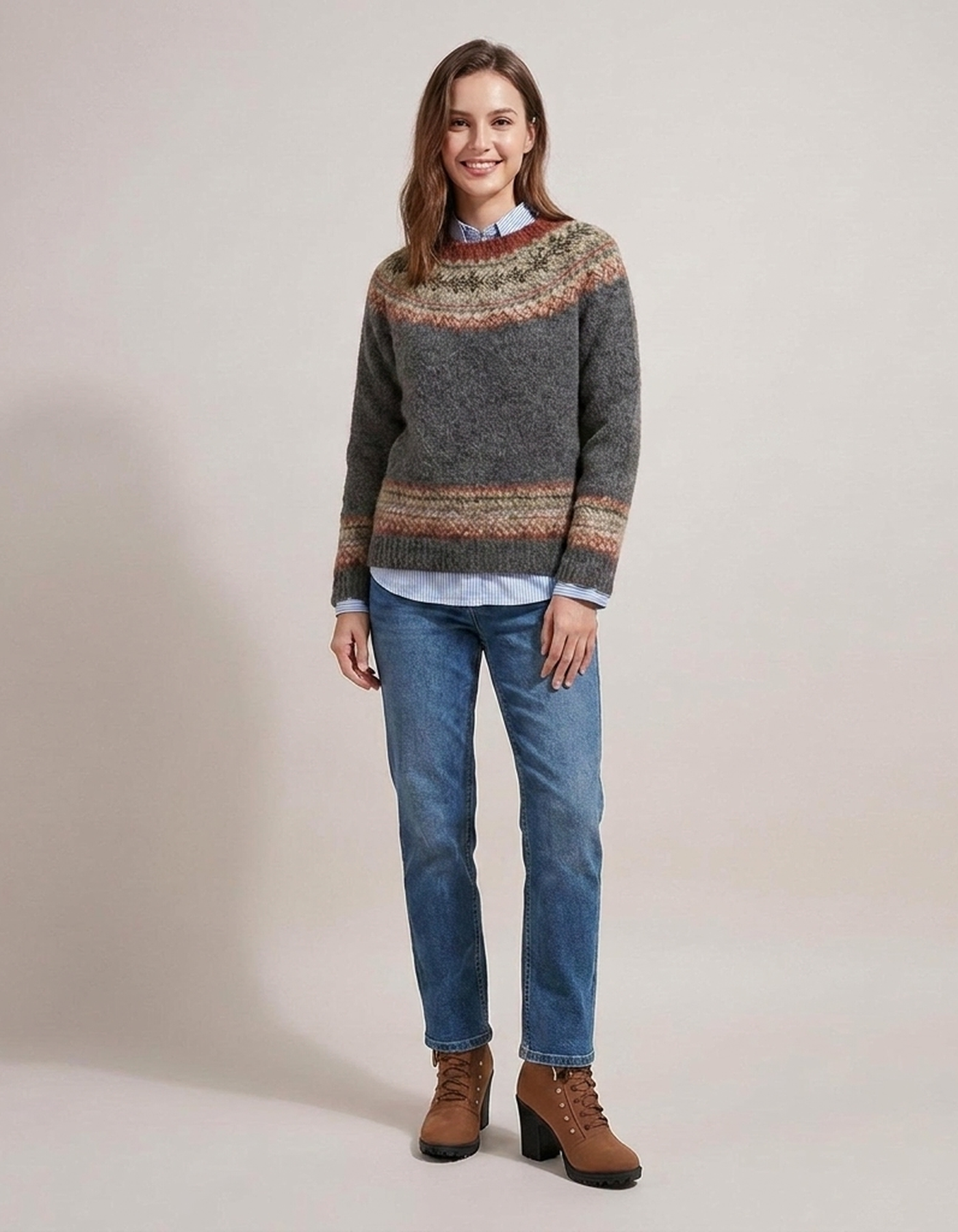 PLUXSTYLE::numise::aria-fair-isle-sweater::front