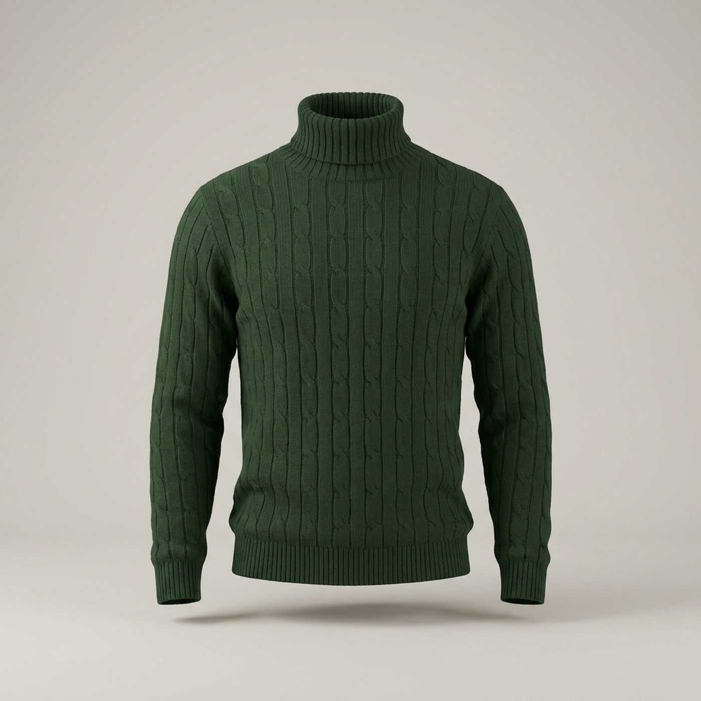 PLUXSTYLE::numise::mens-cable-turtleneck-sweater::pack-green