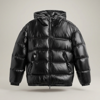 PLUXSTYLE::numise::unisex-glossy-puffer-jacket::pack-black