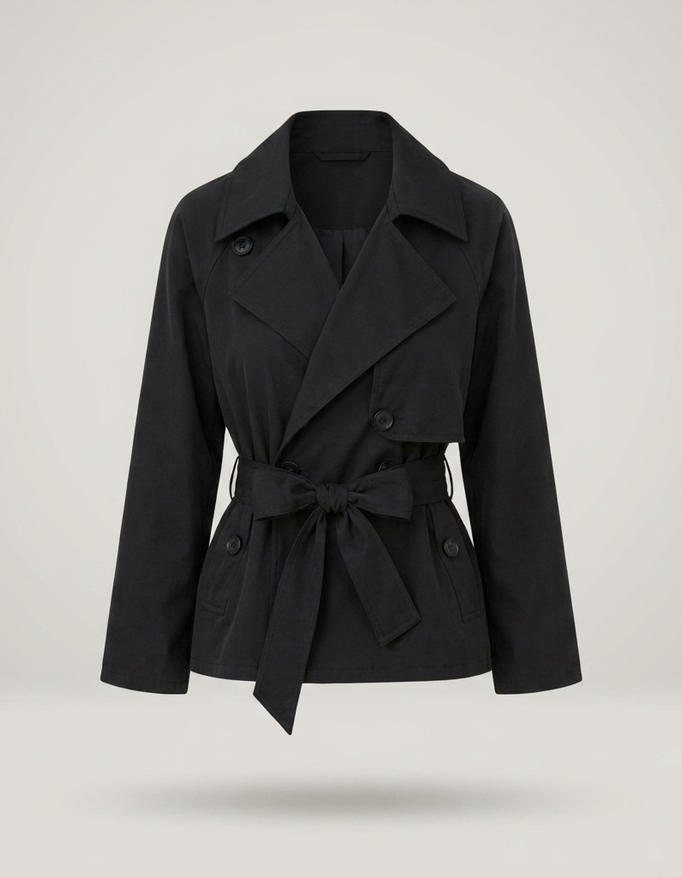 PLUXSTYLE::numise::cropped-tie-waist-parka::pack-black
